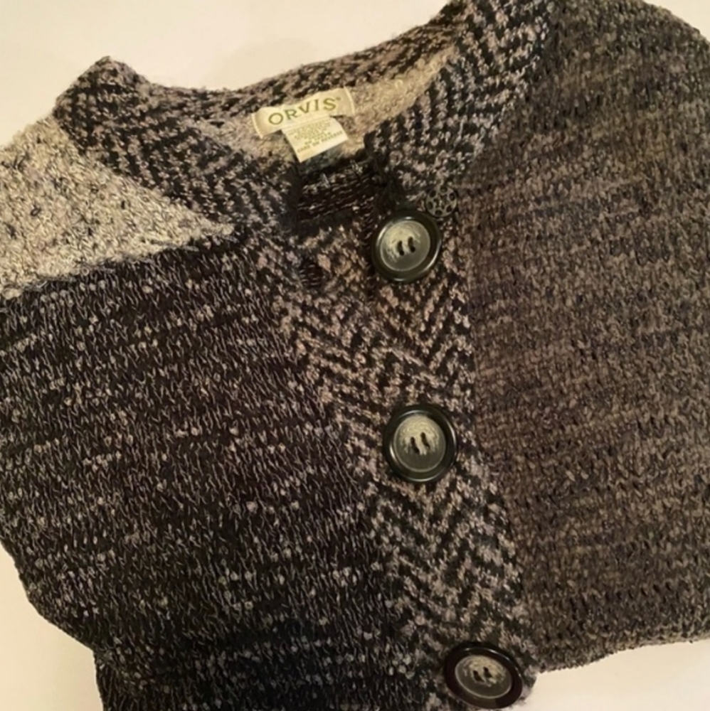 Orvis Women's Cardigan Black and Gray Sweater Size XL
